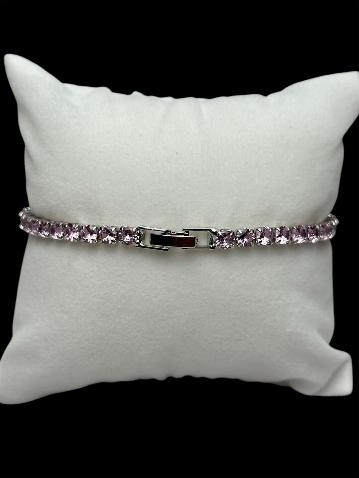 Pulsera Tenis 3 mm Rosa Plata All In Men Joyeria