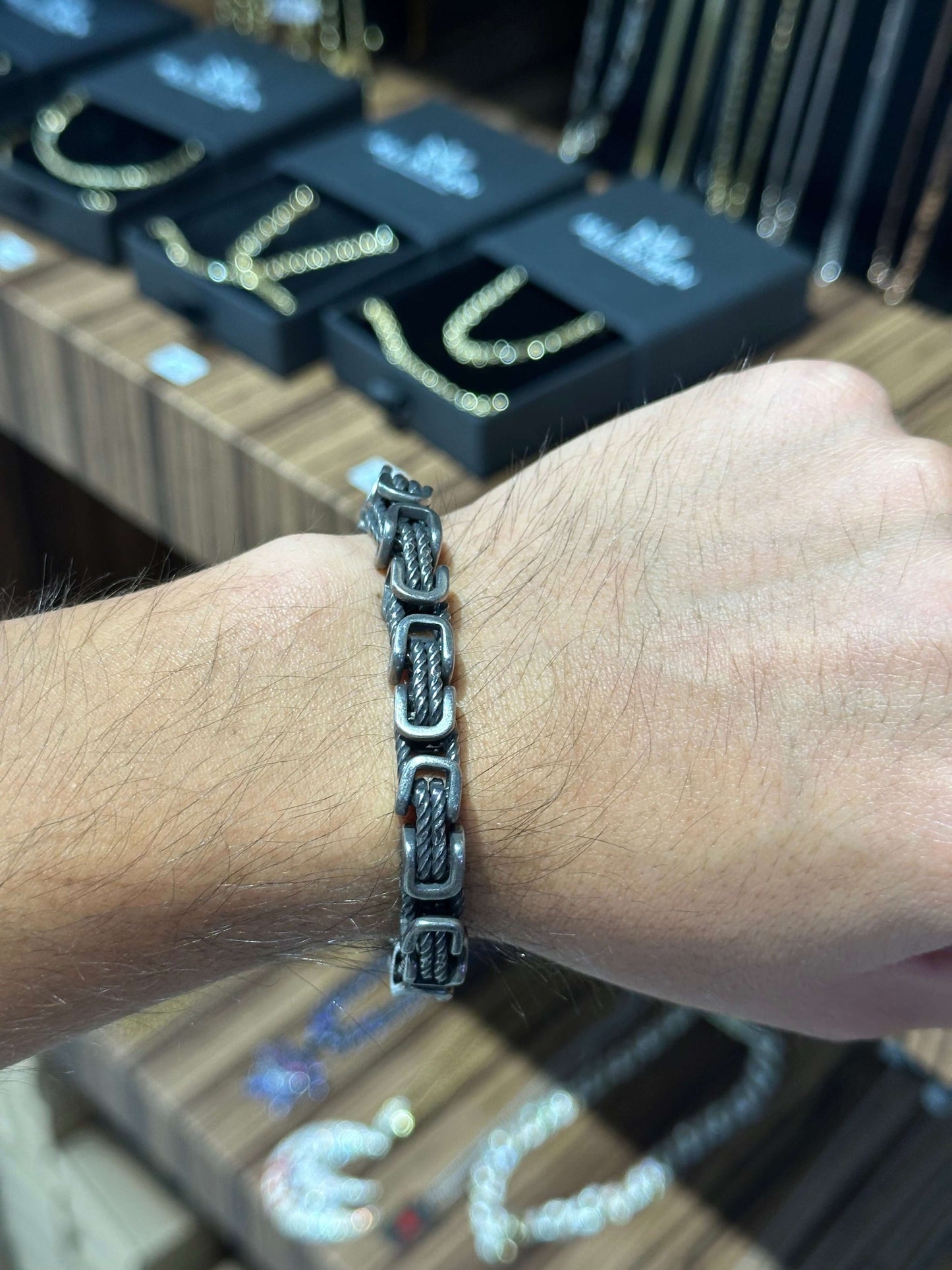 Pulsera Plata Negra 7 mm Acero Inoxidable All In Men Joyeria