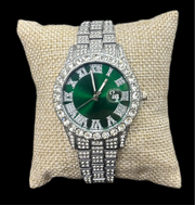 Reloj Plata Zirconias Fondo Verde