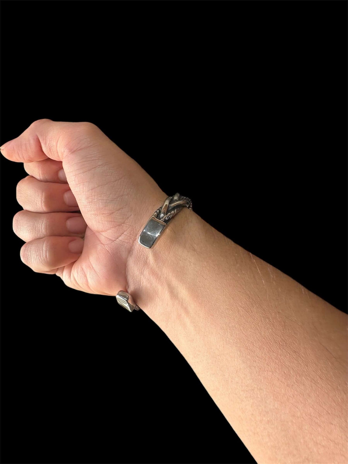 Pulsera Plata Trenzada 9 mm Ajustable All In Men Joyeria