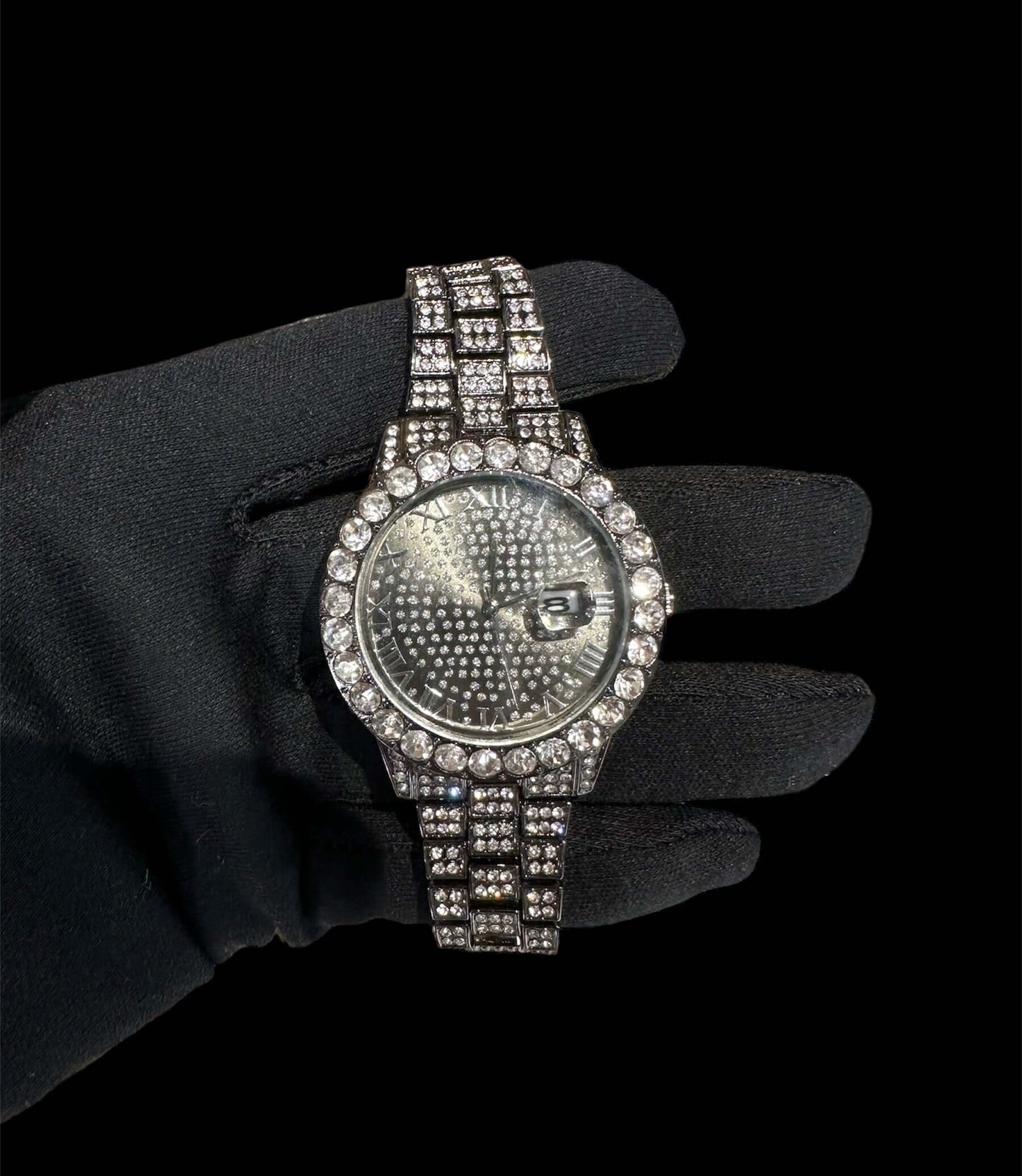 Reloj Negro Zirconias Cara Redondo All In Men Joyeria