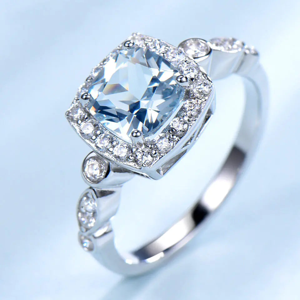 ZDRSHP0002 - S925 Ley Anillo Topacio Artificial y Circonita Cubica Blanca Calenbi Joyería