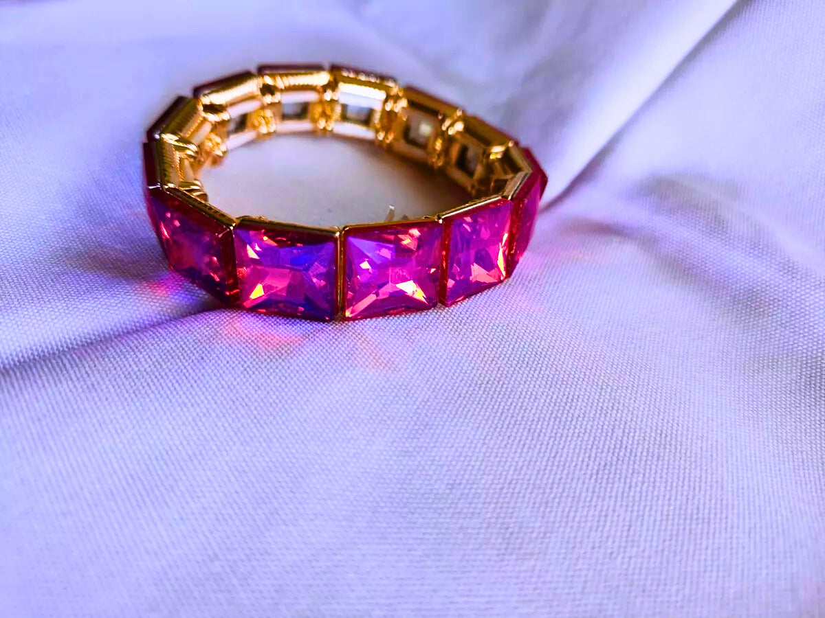 BB0005,6,7,8,9,31 - Brazalete Cobre Circonita Cubica Colores Elástica Dorado Calenbi Calenbi Joyería