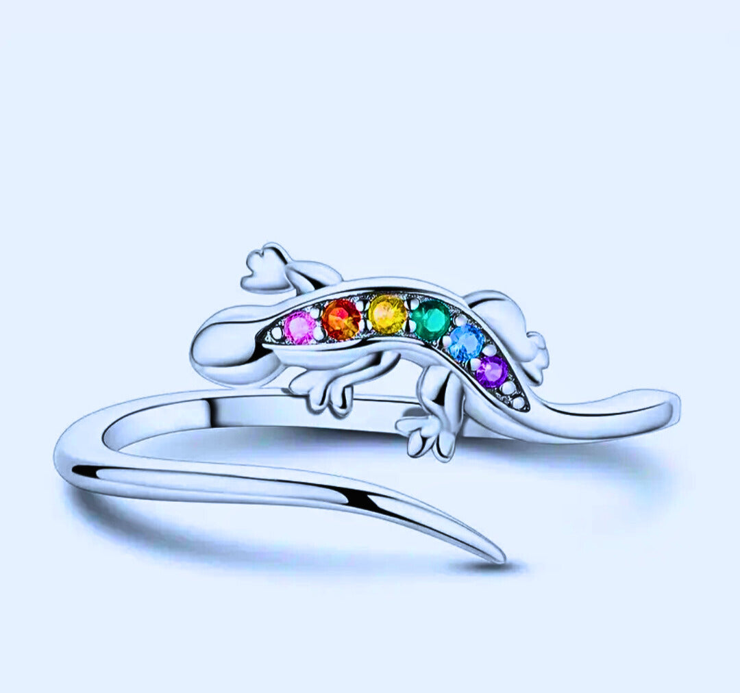 SR0006 - Anillo S925 Ley Circonita Colores Ajustable Salamandra Calenbi