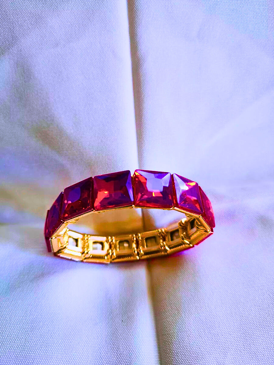 BB0005,6,7,8,9,31 - Brazalete Cobre Circonita Cubica Colores Elástica Dorado Calenbi Calenbi Joyería
