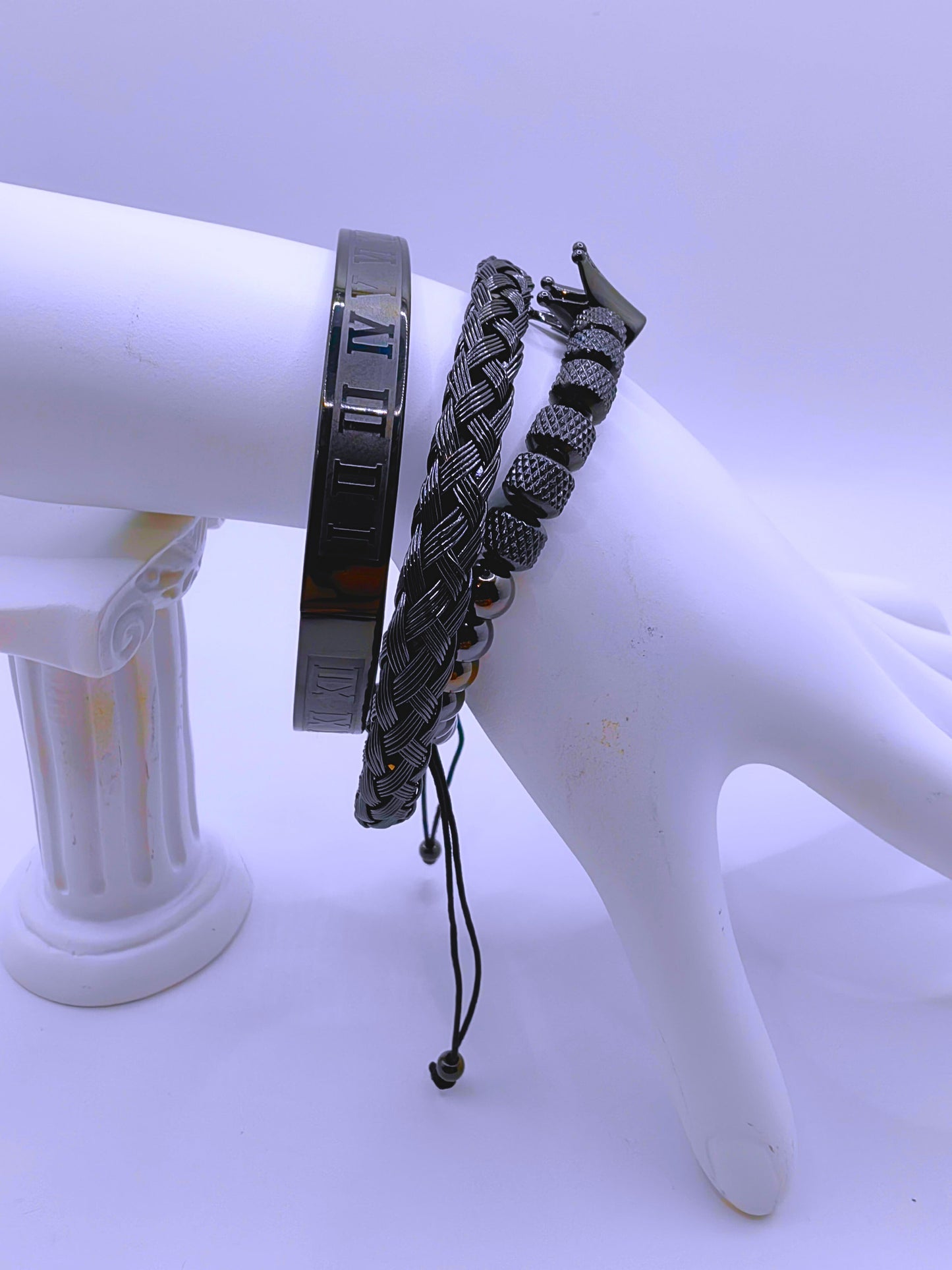 BB0025 - Pulsera Acero Inoxidable Triple Negro Unisex Calenbi