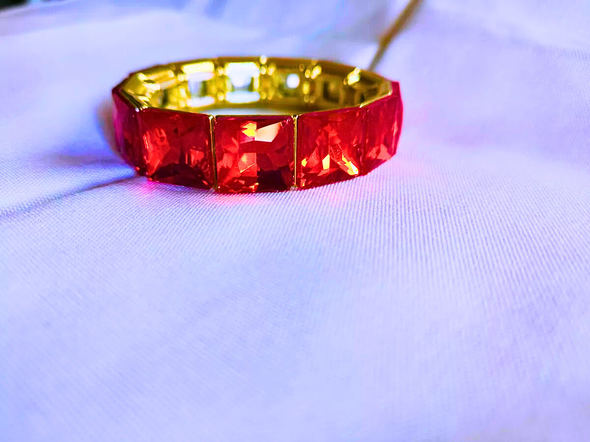 BB0005,6,7,8,9,31 - Brazalete Cobre Circonita Cubica Colores Elástica Dorado Calenbi Calenbi Joyería