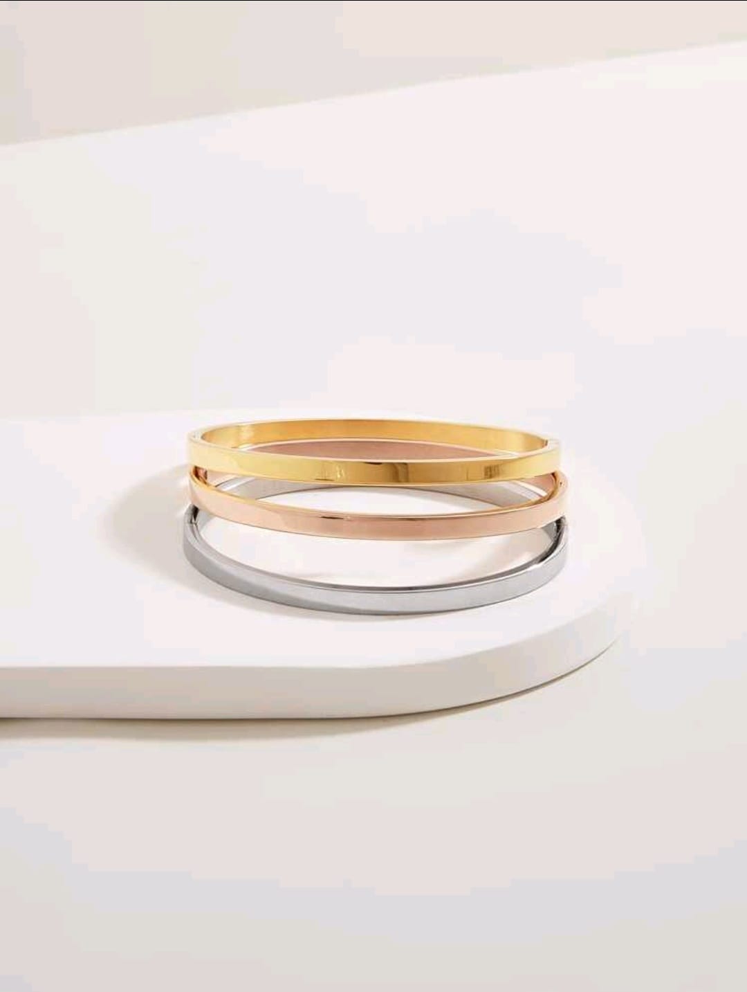 BB0028 - Pulsera Acero Inoxidable Triple Chapa 3 Oros 14K Calenbi Calenbi Joyería