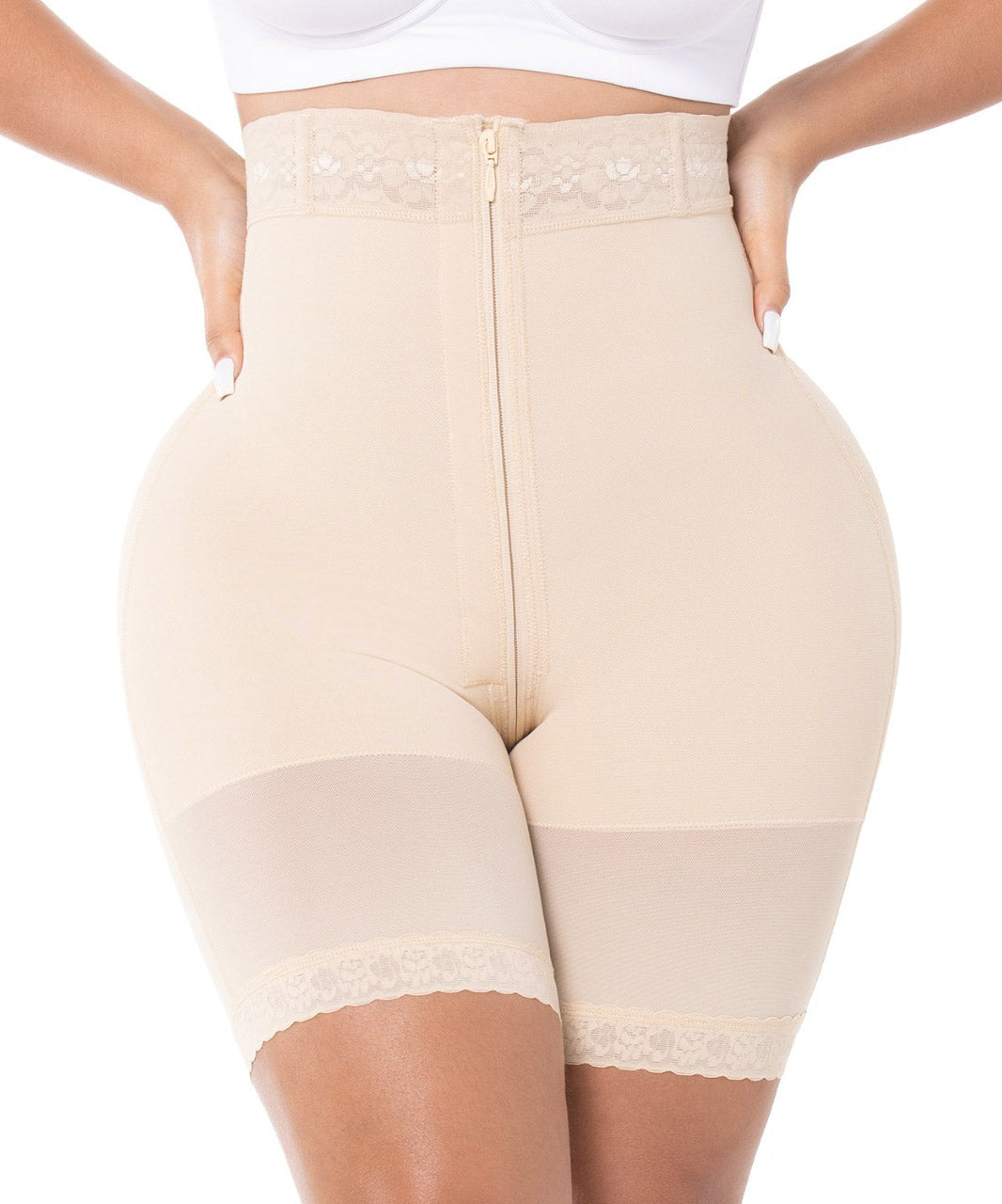 Short tipo reloj de arena con cierre SXA00728 de Fajas M&D® FajasColombianas.mx