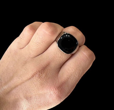Anillo Plata Piedra Negra All In Men Joyeria