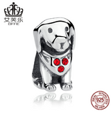 Popular Sterling Silver s925 Spacer Beads Personality Inlaid Puppy Animal DIY String Spacer Accessories C016
