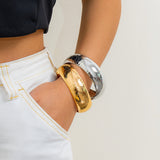 Design inspired metal snake stripe wide bracelet, fashionable and niche texture, circular opening bracelet for women