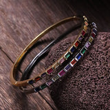 Inlaid with large colored zircon bracelet