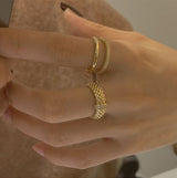 French retro zircon metal ring set female Korean niche personality simple and versatile temperament ring