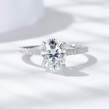 S925 Sterling Silver  2 Carat Oval Moissanite Ring Four-Prong Wedding Ring French Style Engagement Ring