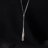 New 925 Sterling Silver Sweater Chain Women's Niche Design Long Pendant Geometric Necklace