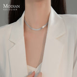 Modian New Exquisite Lace Style Short Necklace Chain Pure 925 Sterling Silver Choker Necklaces For Women Party Jewelry Gift