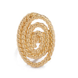 Geometric ripple imitation pearl ring, irregular elliptical alloy winding ring