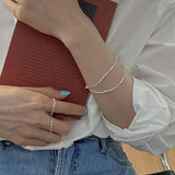 Double Layer Freshwater Pearl Metal Bracelet Female Korean Minority Personality Simple And Versatile Temperament Fashion Bracelet Cool Style