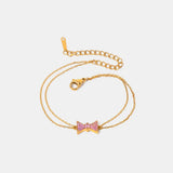 Stainless Steel Zircon Bow Bracelet