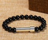 Natural Lapis Lazuli Bead Couples Bracelet Women Men Hollow Stainless Steel Put Secret Message Tube Notes Charm Hand Jewelry