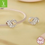 Silver Charm Ginkgo Leaf Splicing Love DIY Bracelet Beads Loose Beads Romantic Autumn Leaves s925 Pure Silver Beads