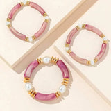 New Chinese style natural freshwater pearl acrylic bracelet set of three pieces