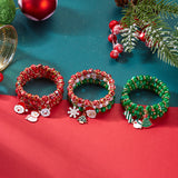 Creative Colorful Santa Claus Snowman Reindeer Beaded Stackable Bracelet Fashion Gift