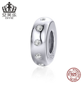 Avelle S925 Sterling Silver Inlaid Zircon Spacer Beads DIY Bracelet Beaded Jewelry Accessories Silver Beads