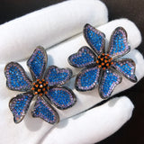 Famous Flowers Stud Earrings for Women Wedding Cubic Zircon Fashion Engagement Party Jewelry pendientes