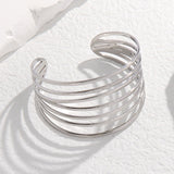 INS Style Wide Edition Titanium Steel Bracelet Geometric Line Exaggerate Personality European and American Bracelet Girl