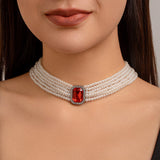 Retro Baroque court style, light luxury, elegant, multi-layered layered necklace with inlaid diamonds