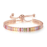 Colored Zircon Bracelet Women's Full Diamond Adjustable Crystal Tennis Chain
