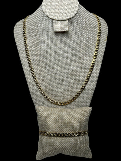 Set Cubano Plano 5 mm Acero Inoxidable All In Men Joyeria