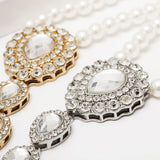 Geometric pop drop-shaped anklet Temperament pearl and diamond exaggerated gemstone anklet