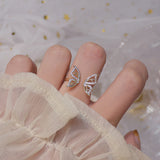 Hollow Butterfly CZ Ring for Women Adjustable Open Design Pave Zircon Butterfly Ring Wedding Jewelry Gift