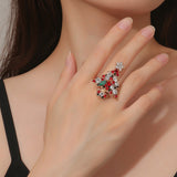 Christmas Ring New Style Christmas Ornaments Temperament Diamond Inlaid Environmental Adjustable Ring