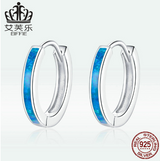 EIFFIE Original S925 Sterling Silver Cross-Border Simple Opal Earrings Fashion Platinum Plated Blue All-Match Earrings For Women
