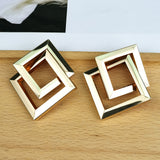 New Trendy Fashion Cool Air Alloy Texture Japanese And Korean Simple Personality Geometric Figure Punk Earrings