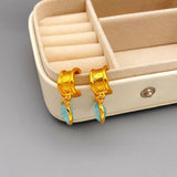Vintage Irregular C-shaped Sapphire Blossomed Crystal Earrings, Small and Exquisite, Versatile, Personalized Earrings and Accessories