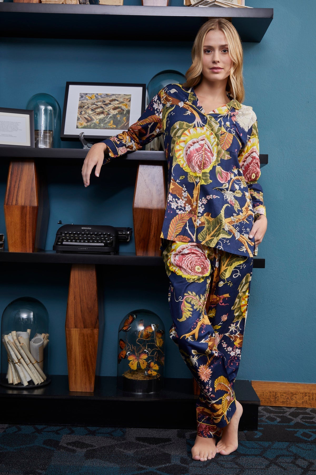 PIJAMA MAGNOLIA  DARK AZUL 2PZ 100% COTTON Mónica Watanabe
