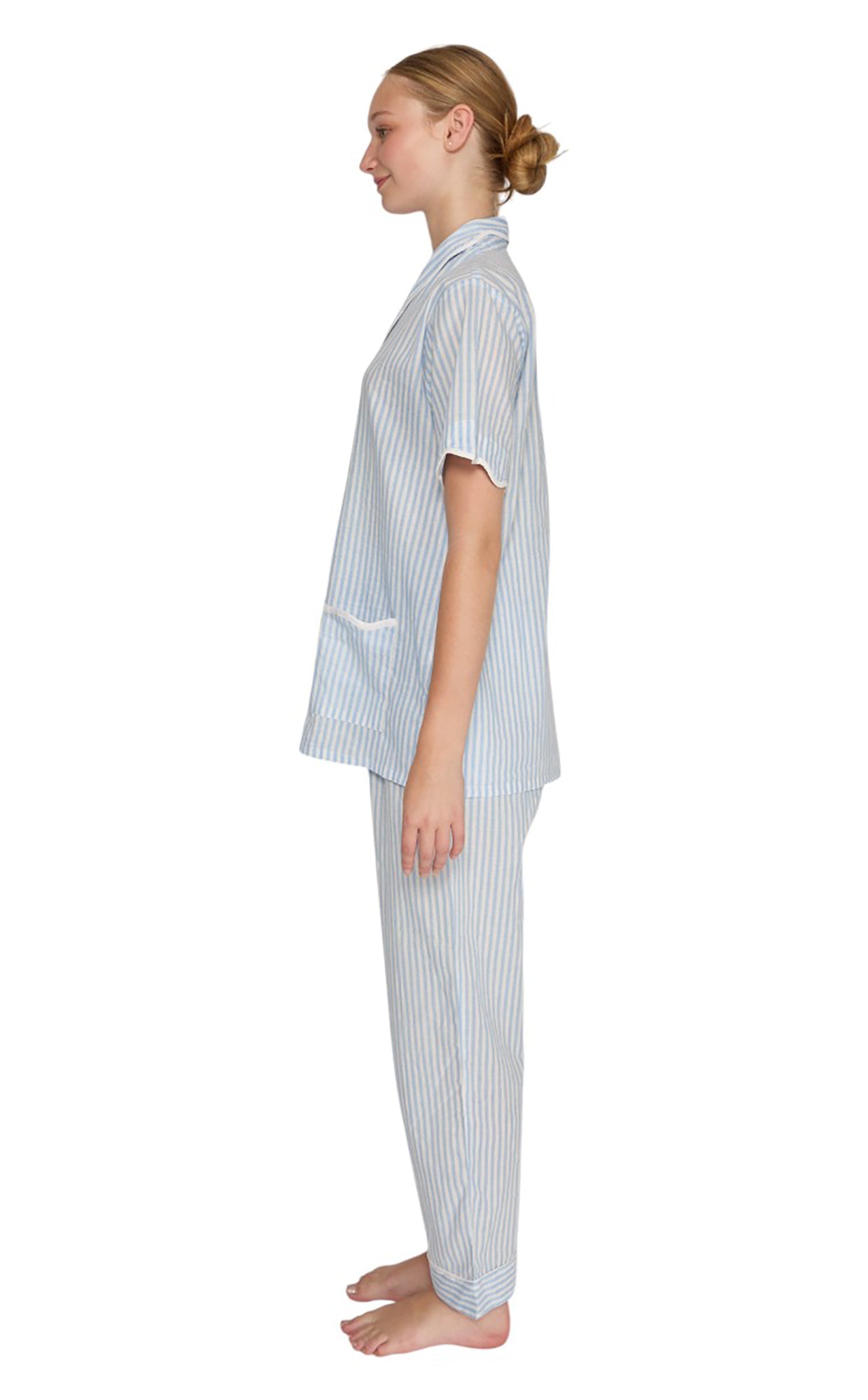 PIJAMA CLASSIC  BABY BLUE STRIPE SHORT SLEVE Mónica Watanabe