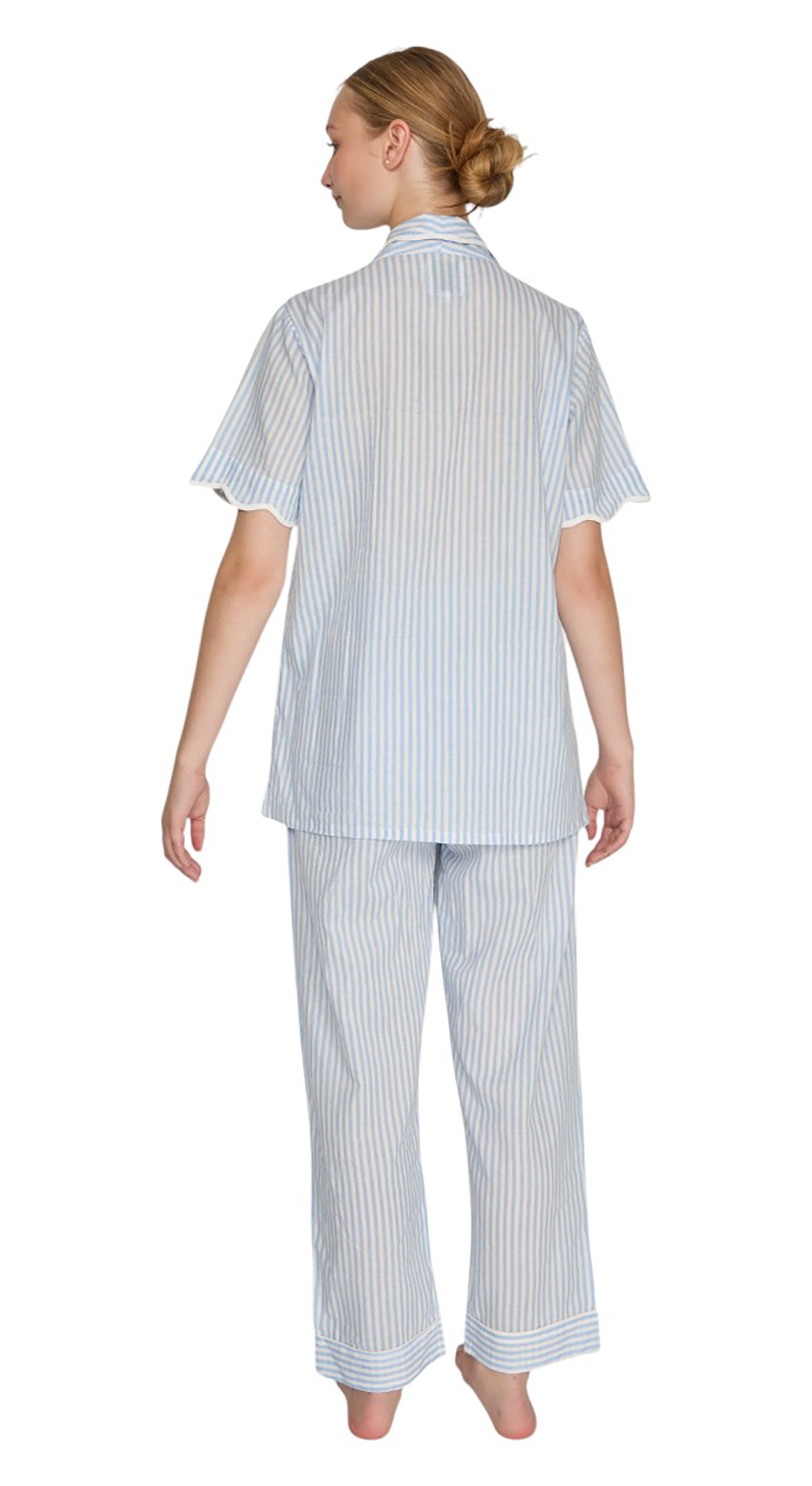 PIJAMA CLASSIC  BABY BLUE STRIPE SHORT SLEVE Mónica Watanabe