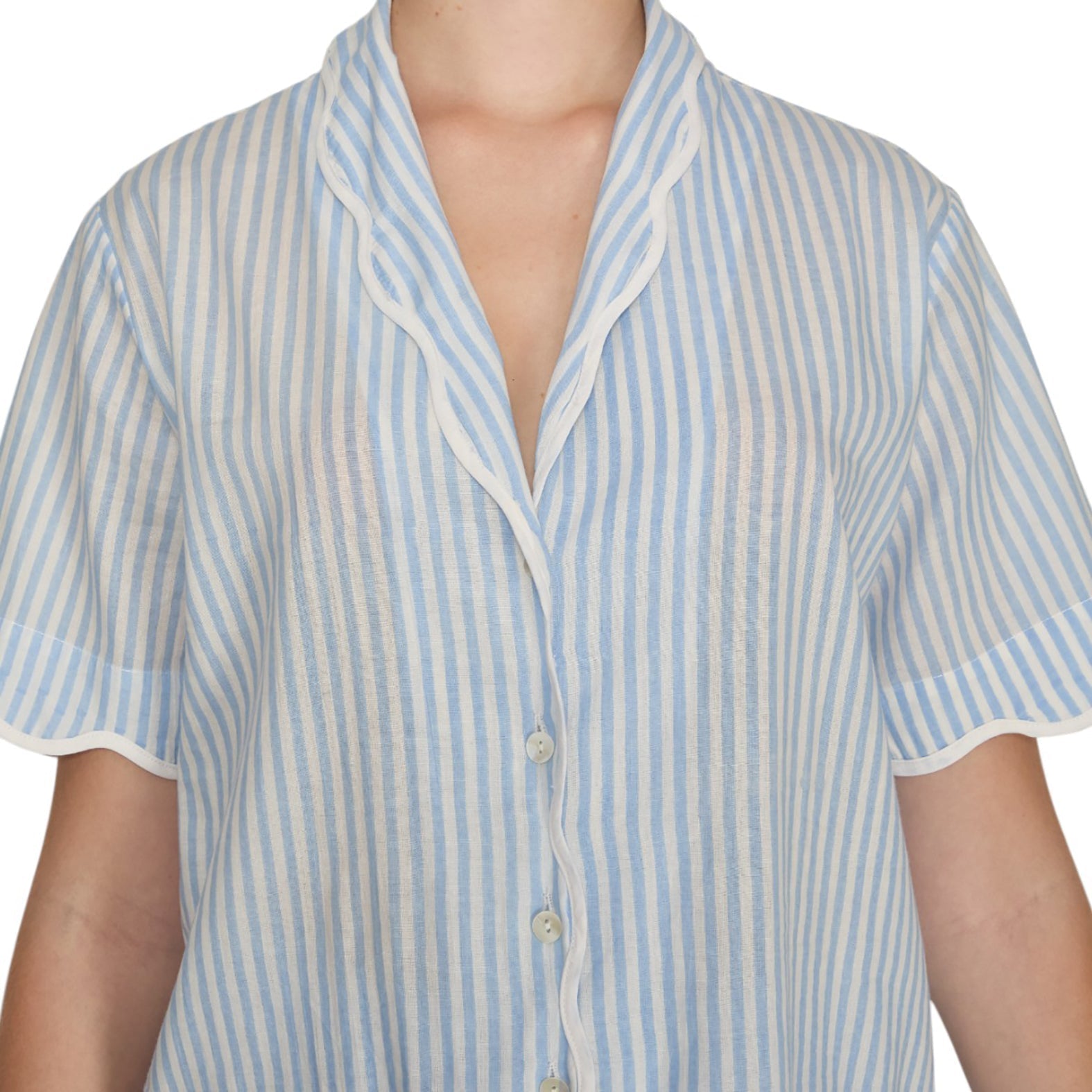 PIJAMA CLASSIC  BABY BLUE STRIPE SHORT SLEVE Mónica Watanabe