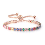 Colored Zircon Bracelet Women's Full Diamond Adjustable Crystal Tennis Chain