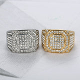 Titanium Steel Gold Plated Full Diamond Men's Ring
