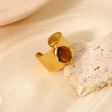 Retro style open ring women's stainless steel ring