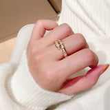 Light Luxury Full Diamond Niche Design Plated Au750 Small Snake Ring Female Ins Tide Diamond Open Snake Bone Index Finger Ring