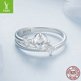 Silver Charm New Explosive Zircon Double Layer Ring Wedding Ring Simple and Elegant s925 Pure Silver Luxury Ring Jewelry