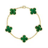 V Gold Four Leaf Grass Five Flower Bracelet Female 18k Rose Gold Red Jade Marrow